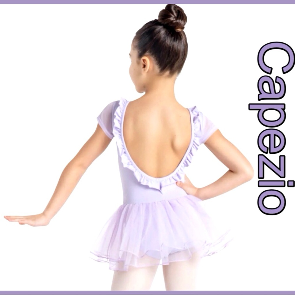 New Capezio Light Lavender Scoop Ruffle Back Leotard Tutu ~ Dress Sz 4-5T